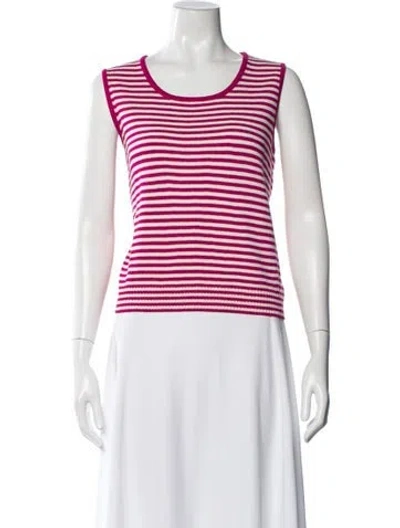 Pre-owned St John Wool Striped Sweater In Pink