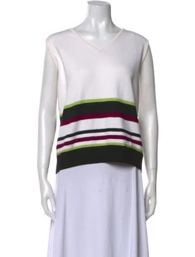 Pre-owned St John Wool Striped Sweater In Purple