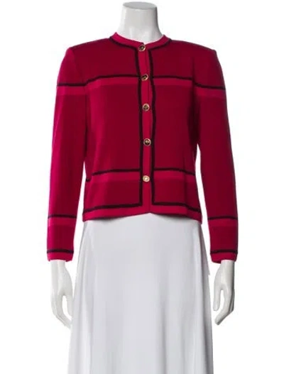 Pre-owned St John Wool Striped Sweater In Red