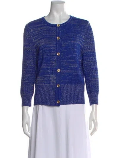 Pre-owned St John Wool Striped Sweater In Red