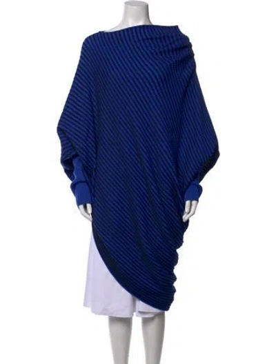 Pre-owned St John Wool Striped Sweater W/ Tags In Blue