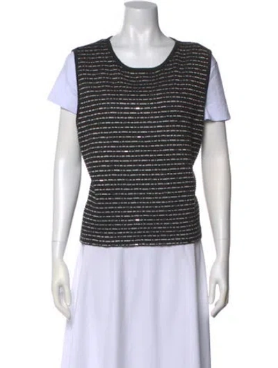 Pre-owned St John Wool Striped Sweater In White