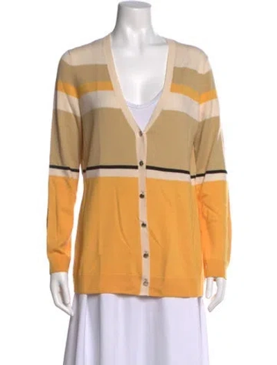 Pre-owned St John Wool Striped Sweater In Yellow
