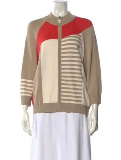 Pre-owned St John Wool Striped Sweatshirt In Neutral