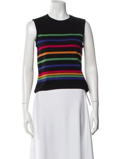 Pre-owned St John Wool Striped Top In Black