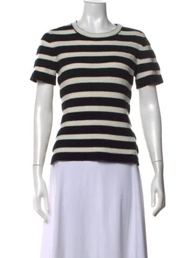 Pre-owned St John Wool Striped Top In Black