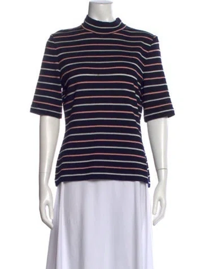 Pre-owned St John Wool Striped Top In Blue