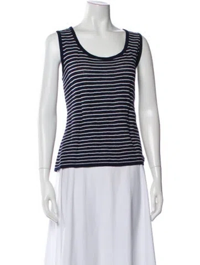 Pre-owned St John Wool Striped Top In Blue