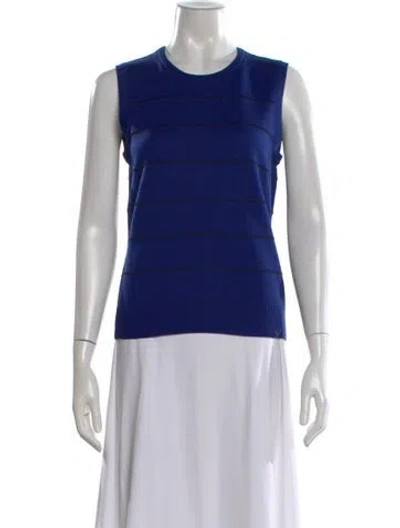Pre-owned St John Wool Striped Top In Blue