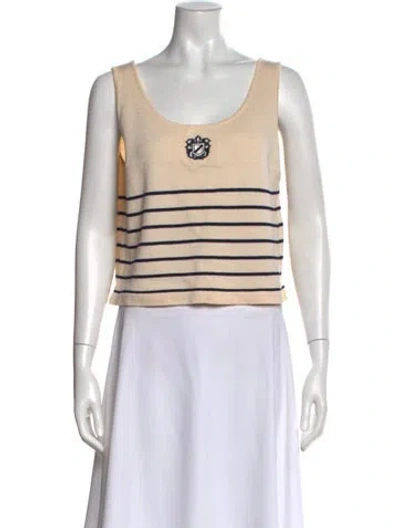 Pre-owned St John Wool Striped Top In Neutral