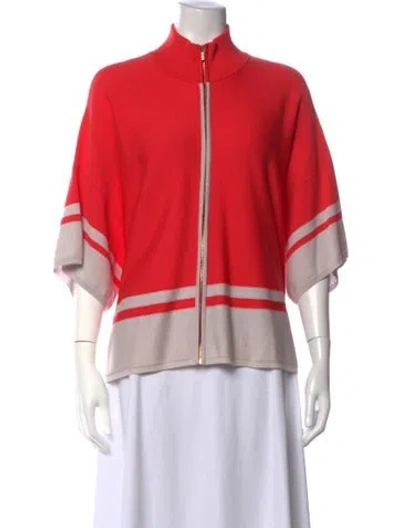 Pre-owned St John Wool Striped Top In Pink
