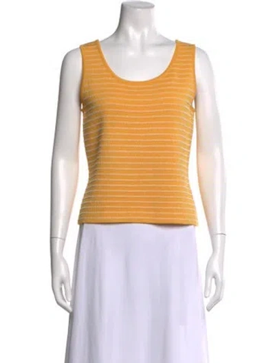 Pre-owned St John Wool Striped Top In Yellow