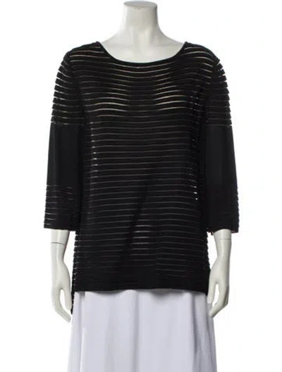 Pre-owned St John Wool Striped T-shirt In Black