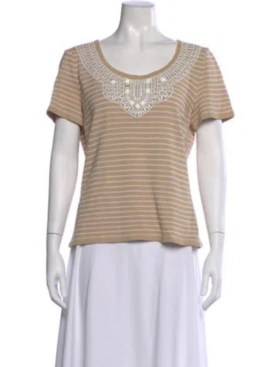 Pre-owned St John Wool Striped T-shirt In Neutral
