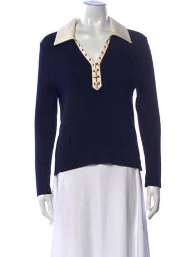 Pre-owned St John Wool Sweater In Blue