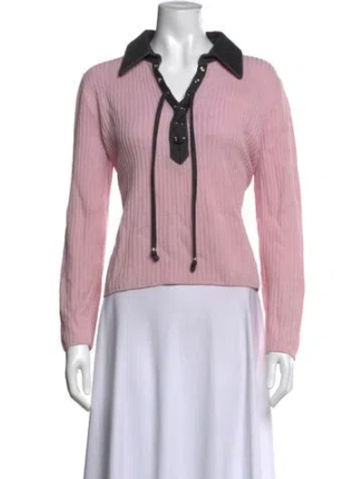 Pre-owned St John Wool Sweater In Pink