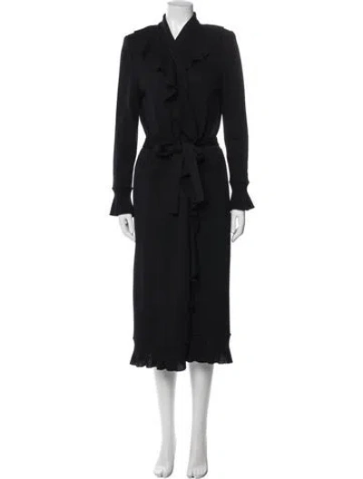 Pre-owned St John Wool Trench Coat In Black