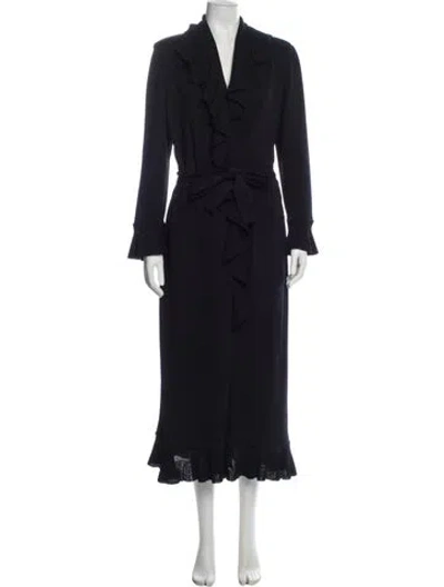 Pre-owned St John Wool Trench Coat In Black