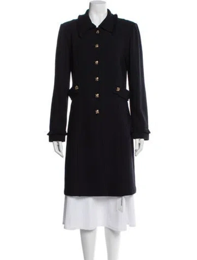 Pre-owned St John Wool Trench Coat In Black