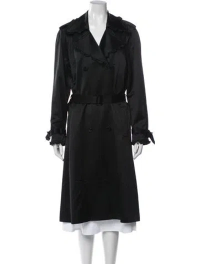 Pre-owned St John Wool Trench Coat In Black