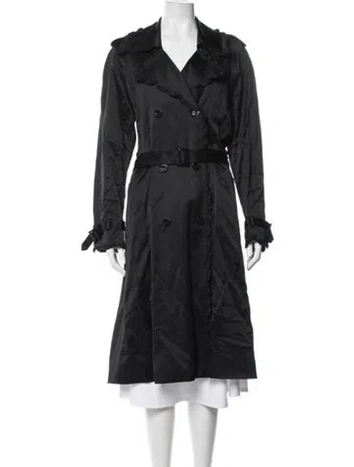 Pre-owned St John Wool Trench Coat In Black