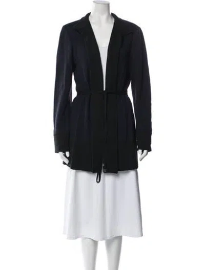 Pre-owned St John Wool Trench Coat In Blue