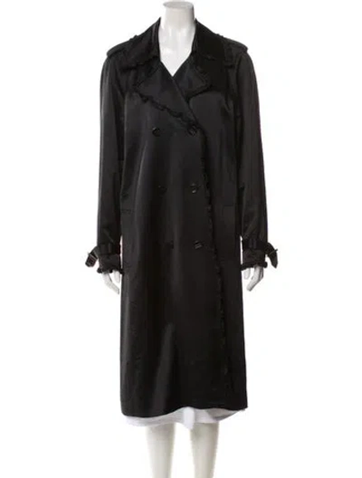 Pre-owned St John Wool Trench Coat In Green