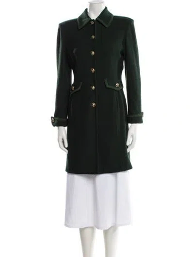 Pre-owned St John Wool Trench Coat In Green