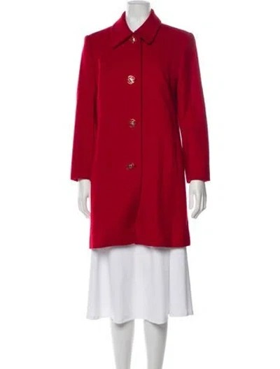 Pre-owned St John Wool Trench Coat In Red