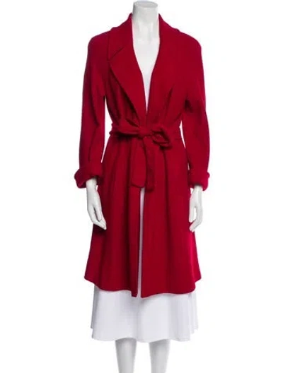 Pre-owned St John Wool Trench Coat In Red