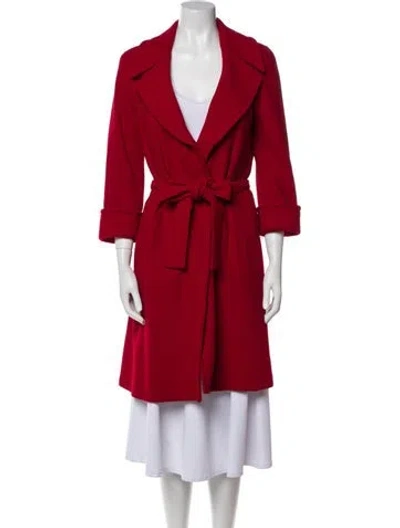 Pre-owned St John Wool Trench Coat In Red