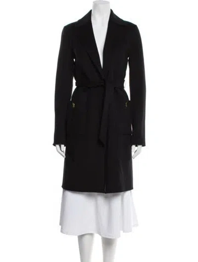 Pre-owned St John Wool Trench Coat W/ Tags In Black