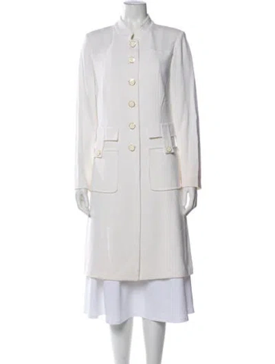 Pre-owned St John Wool Trench Coat In White