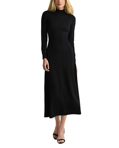 St John Wool Turtleneck Midi Dress In Black