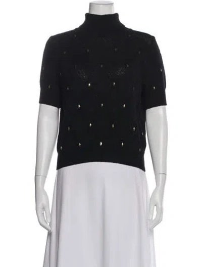 Pre-owned St John Wool Turtleneck Sweater In Black