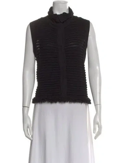 Pre-owned St John Wool Turtleneck Sweater In Black