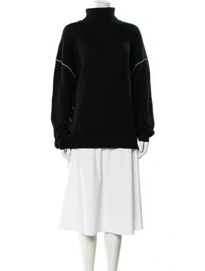 Pre-owned St John Wool Turtleneck Sweater In Black