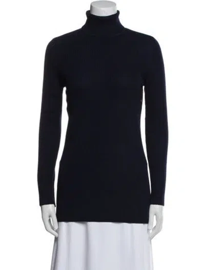 Pre-owned St John Wool Turtleneck Sweater In Blue