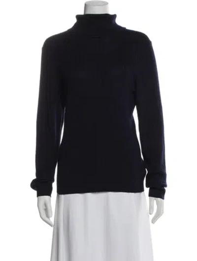 Pre-owned St John Wool Turtleneck Sweater In Blue