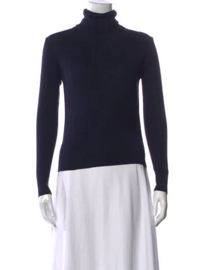 Pre-owned St John Wool Turtleneck Sweater In Blue