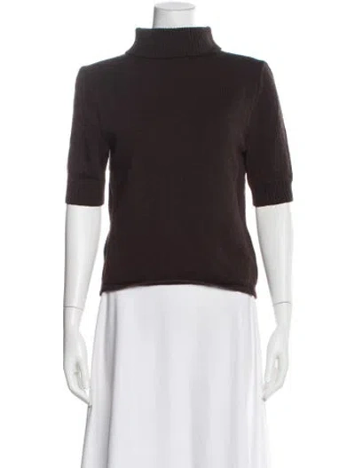 Pre-owned St John Wool Turtleneck Sweater In Brown