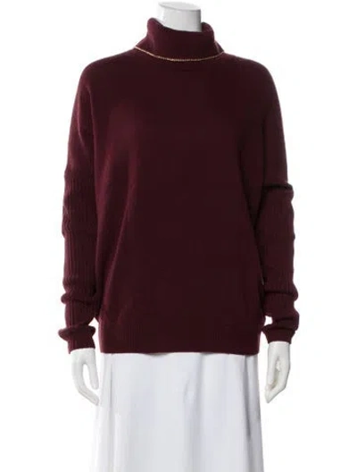 Pre-owned St John Wool Turtleneck Sweater In Burgundy
