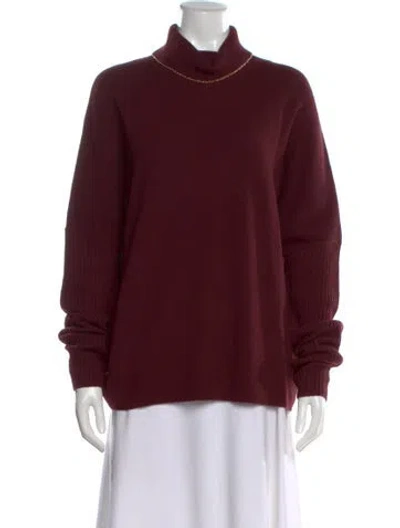 Pre-owned St John Wool Turtleneck Sweater In Burgundy