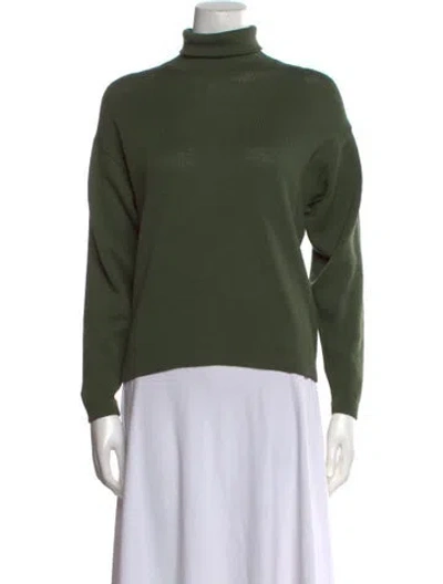 Pre-owned St John Wool Turtleneck Sweater In Green