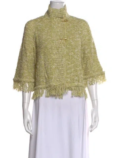 Pre-owned St John Wool Turtleneck Sweater In Green