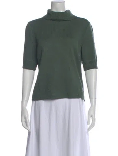 Pre-owned St John Wool Turtleneck Sweater In Green