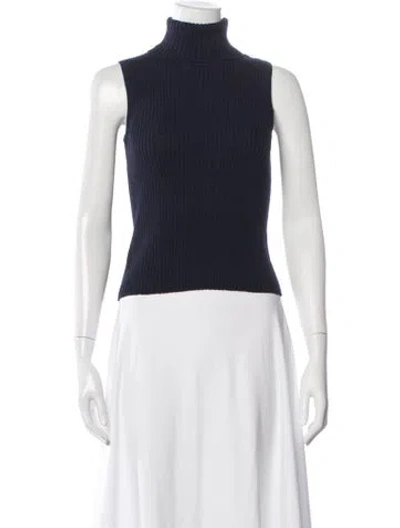 Pre-owned St John Wool Turtleneck Sweater In Green