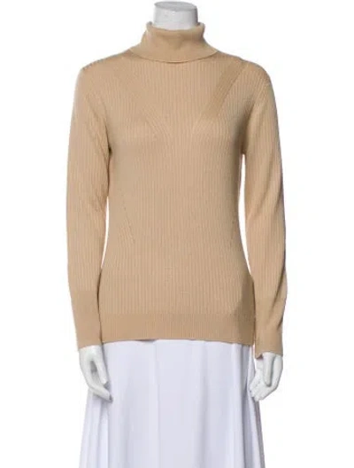 Pre-owned St John Wool Turtleneck Sweater In Neutral
