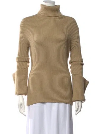 Pre-owned St John Wool Turtleneck Sweater In Neutrals