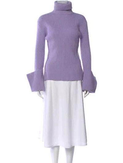 Pre-owned St John Wool Turtleneck Sweater In Purple